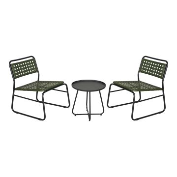 Ensemble de bistrot Brienza avec table basse et 2 chaises vert noir casa.pro