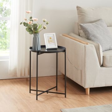 Table d'appoint Sälen avec plateau rond métal 40 x 50 cm noir [en.casa]