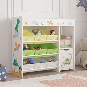 Kinderregal Søndreland 80x90x30 cm mit Dinosaurier Motiv [en.casa]