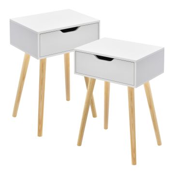 Lot de 2 tables d'appoint Östersund 60 x 40 x 30 cm blanc [en.casa]