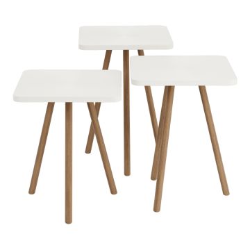 Set de 3 tables d'appoint Hobro carrées trépied [en.casa]