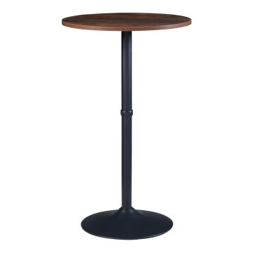 Table haute ronde Vantaa acier MDF 100 x 60 cm noir effet noyer [en.casa]