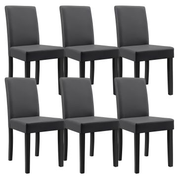 Kit de 6 Chaises Bois Cuir-synthétique 90x42x48 cm gris foncé [en.casa] 