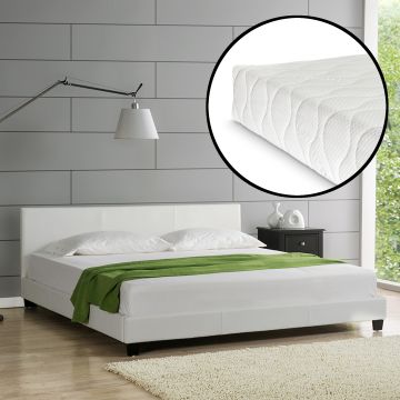 Corium sommier tapissier avec matelas (140 / 160 / 180 / 200x200cm)(7 couleurs)(mousse froide) - avec cuir-synthétique / housse cuir-synthétique / modèrne / avec  sommier à lattes /