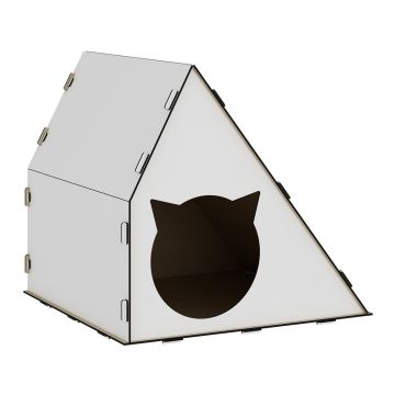 Cabane Lani pour chat et petit chien 40 x 42 x 40 cm blanc [en.casa]