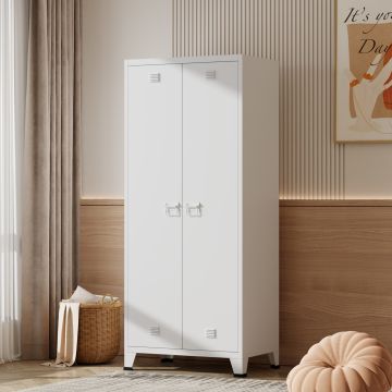 Armoire de chambre Hankasalmi acier 180 x 90 x 40 cm blanc [en.casa]