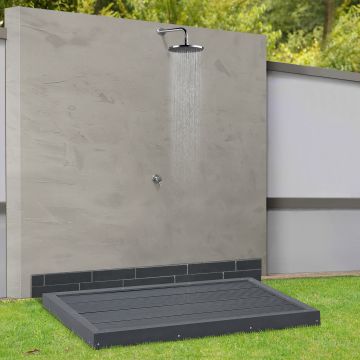 Plaque de base Nürtingen antidérapant pour douche de jardin et piscine 101 x 63 x 5,5 cm [en.casa]