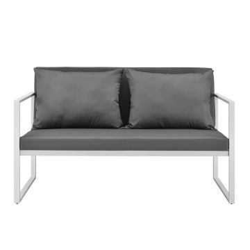 Canapé de jardin Lerum avec coussins gris clair 70 x 114 x 60 cm blanc [casa.pro]