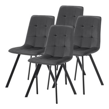 Lot de 4 chaises de salle à manger Lexnitz gris foncé noir [en.casa]