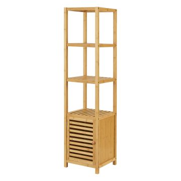 Étagère de salle de bain Liminka à 4 niveaux avec porte 140 x 34 x 33 cm [en.casa]