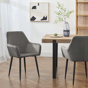 Lot de 2 chaises de salle à manger Hollola 86 x 57 x 56 cm gris foncé [en.casa]