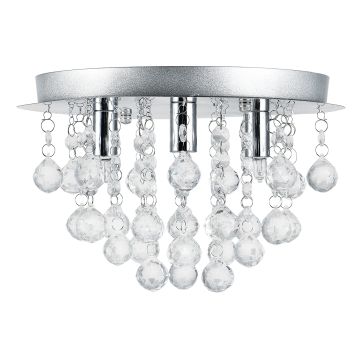 [lux.pro] Luminaire Suspendu Plafonnier Métal et Cristal Artistique Chrome Argent 3 x G9 ø 28 cm