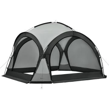 Tonnelle de camping Grästorp avec guirlande à 96 LED 345 x 345 x 247 cm [pro.tec]