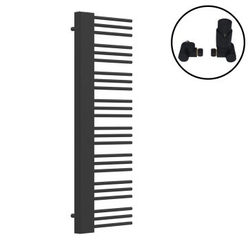 Radiateur sèche-serviettes avec kit de raccordement 80 mm Kviteseid 146 x 45 cm noir [neu.haus]