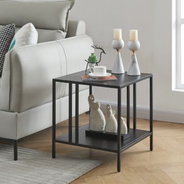 Table d'appoint Kumlinge acier 47 x 45 x 45 cm noir [en.casa]