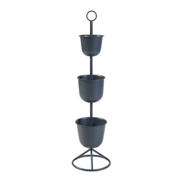 Porte-plantes Alphen 110 x 28 cm 3 cache-pots noir [en.casa]