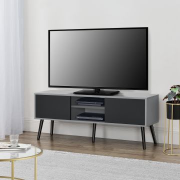 Meuble TV Eskilstuna 120 x 30 x 47 cm Noir Gris Clair [en.casa]