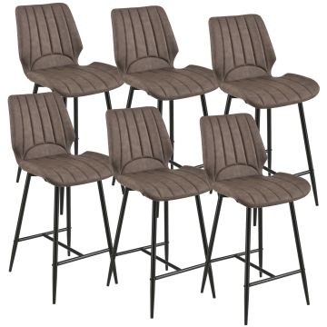 [en.casa] Set de 6 Tabourets de Bar Lot de Tabourets de Cuisine Textile Cuir Suédé Imité Métal 102,5 cm x 46,5 cm x 51 cm