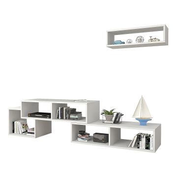 Set de meuble TV et étagère murale Malvik panneau de particules 170 x 30 x 42 cm [en.casa]