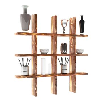 Étagère murale Orimattila bois de pin 62 x 62 x 9 cm bois foncé [en.casa]