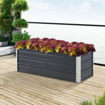 Jardinière Nijmegen à barre de séparation 125 x 47 x 40 cm anthracite [en.casa]