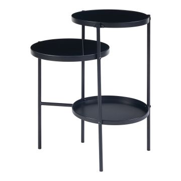 Table d'appoint Mölndal avec 3 plateaux métal 70 x 58 x 37 cm noir [en.casa]