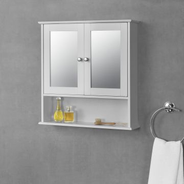 Placard Mural à Miroir Linz 58 x 56 x 13 cm Blanc [en.casa]