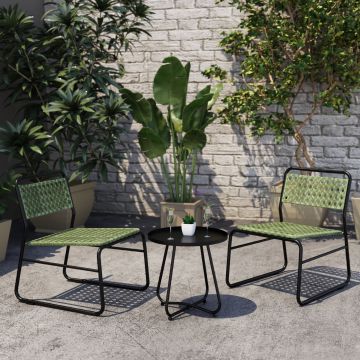 Ensemble de bistrot Brienza avec table basse et 2 chaises vert noir casa.pro