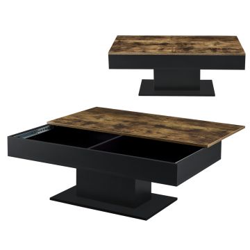 Table Basse de Salon Lünen 40 x 110 x 60 cm Effet Bois Noir [en.casa]