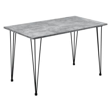 Table de Salle à Manger Kiel pour 4 Personnes Pieds Épingle à Cheveux 120 x 70 x 75 cm Effet Béton Noir [en.casa] 