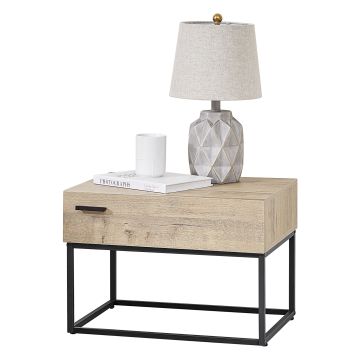 Table d'Appoint Hylte avec TIroir 39 x 55 x 40 cm Effet Chêne Noir [en.casa]