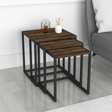 Lot de 3 tables d'appoint Sunnfjord gigognes effet chêne patiné [en.casa]