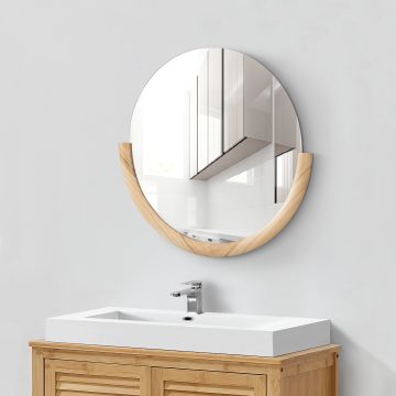 Miroir mural Atri rond eucalyptus 61 x 64 cm naturel [en.casa]