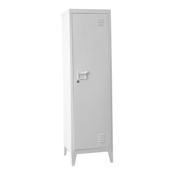 Armoire à casier Kurikka métallique vérouillable 137 x 38 x 38 cm blanc [en.casa]