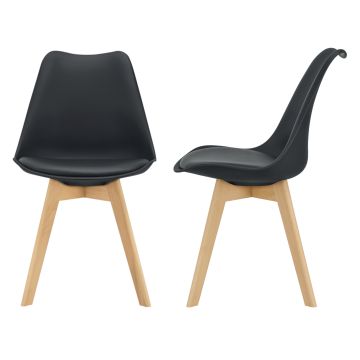 Lot de 2 Chaises de Salle à Manger Fläten Similicuir Hêtre Noir [en.casa] 