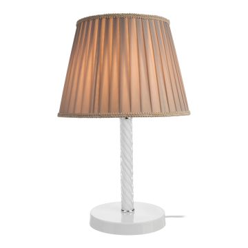 Lampe de bureau Kilbride en métal verre textile 40 cm E27 blanc / sable [lux.pro]