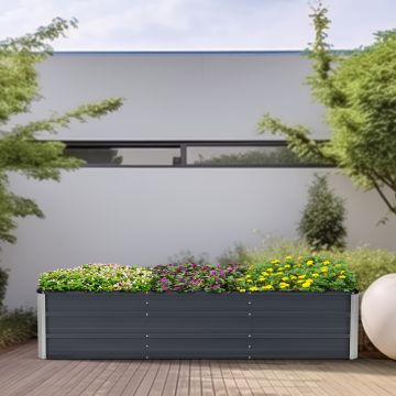 Jardinière Nijmegen à 3 barres de séparation 240 x 47 x 40 cm anthracite [en.casa]