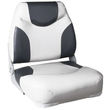 Siège Pilot de Bateau Similicuir Métal Plastique 43x41x50 cm Gris Blanc [pro.tec]