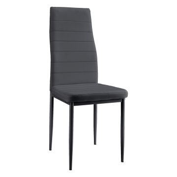 Kit de 6 x Chaises de salle à manger cuir synthétique 96x43x52 cm gris foncé [en.casa] 