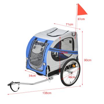 Remorque Vélo pour Chien Capacité 26 kg 138 x 71 x 90 cm Gris Noir [pro.tec]