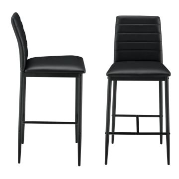 Lot de 2 Tabourets de Bar Chaises Rembourrées PU Similicuir avec Pieds en Acier et Hauteur d'Assise 66 cm [en.casa]