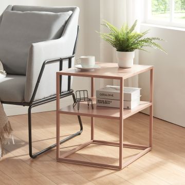 Table d'appoint Raahe acier 50 x 45 x 40 cm marron clair [en.casa]