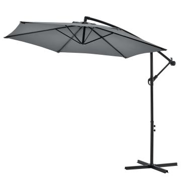 Parasol Déporté Budva Hexagonal avec Manivelle Diamètre 270 cm Gris [casa.pro]