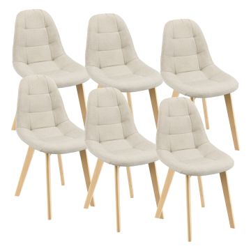 Lot de 6 Chaises de Salle à Manger Kopparberg 86 x 53 x 47 cm Beige [en.casa]