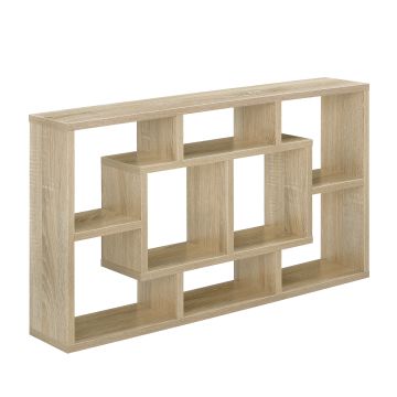 [en.casa] Étagère Murale Design avec 8 Surfaces de Stockage Effet Hêtre 85 x 47,5 x 16 cm