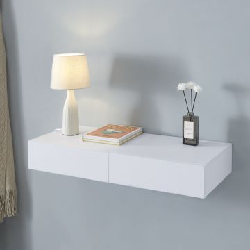 Étagère murale avec 2 tiroirs Karstula 80 x 35 x 12 cm blanc [en.casa]