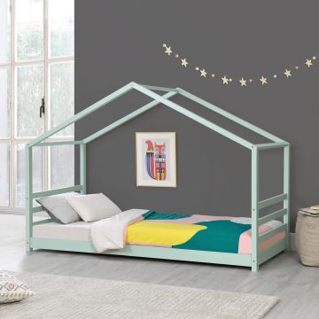 Lit d'enfant Design Maison Vardø Pin 90 x 200 cm Menthe Mat Laqué [en.casa]