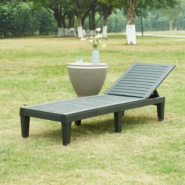 Chaise longue de jardin Ateleta 172 x 58 x 74 cm noir structuré casa.pro