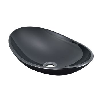 [neu.haus] Lave-Main en Verre Securité 12 mm Vasque Lavabo sans Trop Plein 47 x 30,5 x 13 cm Noir