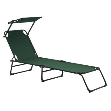 Bain de Soleil Pliable Lomeda avec Pare-soleil Vert Foncé 187 x 53 x 27 cm [casa.pro]